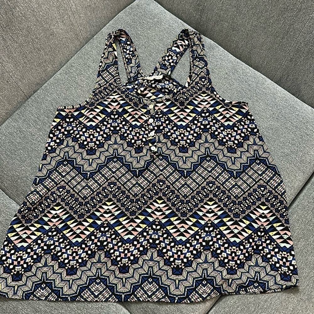 Pink Rose Geometric Design Dress Tank Size L